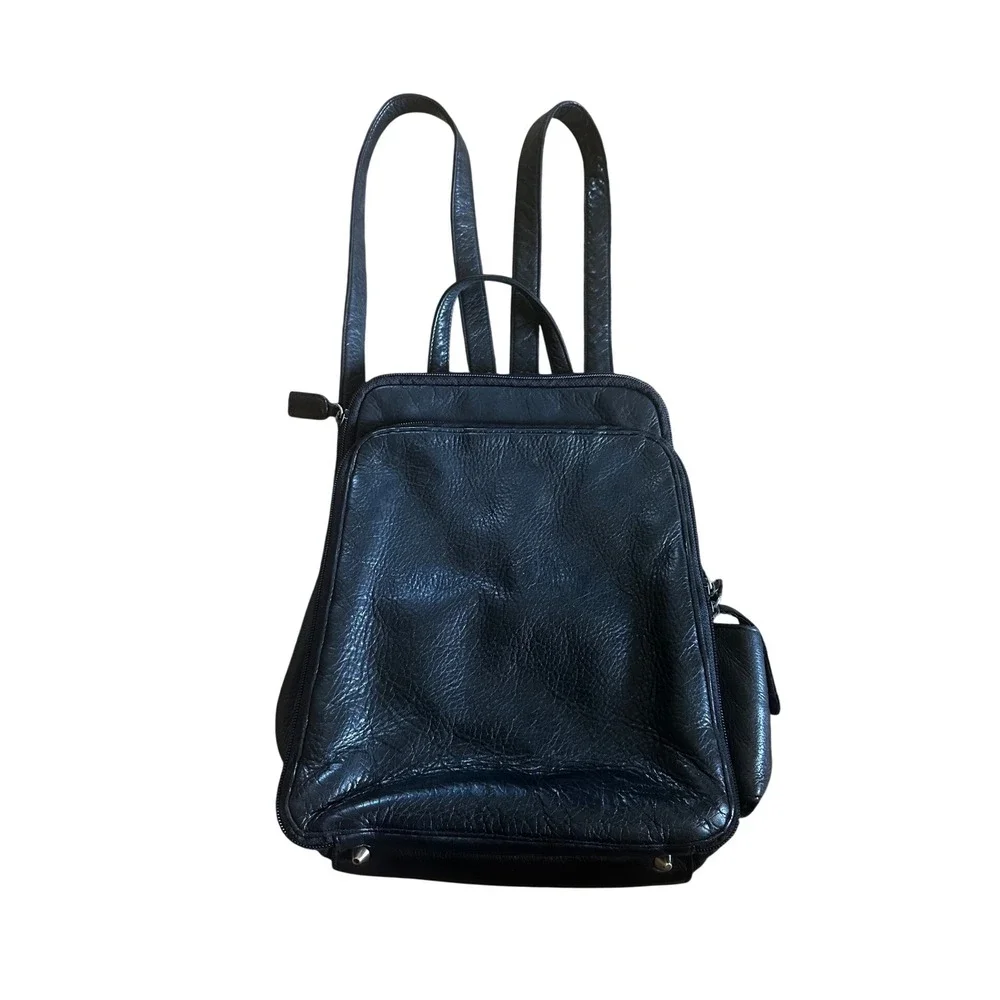 Tignanello Black Pebbled Leather Mini Backpack